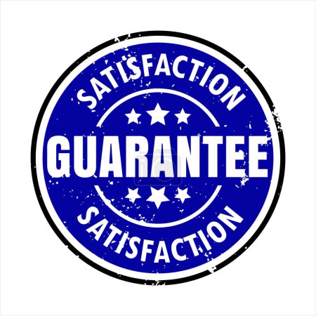 Illustration for Satisfaction Guarantee Stamp Blue Color Grunge Style Label Seal Isolated Vector - Royalty Free Image