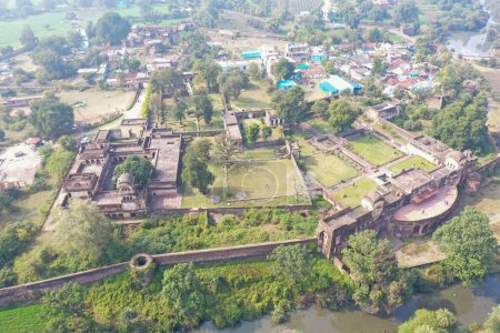 Photo for Islamnagar, Madhya Pradesh, India - January 15, 2022: Aerial view of the fort complex and palaces at Islamnagar, Madhya Pradesh, India - Royalty Free Image