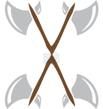 Illustration for The Axes Illustration Vikings is a captivating vector file that showcases the essence of Viking culture and strength. This high-quality template features a dynamic illustration of crossed axes, commonly associated with Viking warriors and their fierc - Royalty Free Image