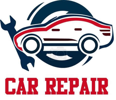 Illustration for Our Car Repair Logo Template is the perfect choice for auto repair shops looking to establish a strong and professional brand identity. - Royalty Free Image