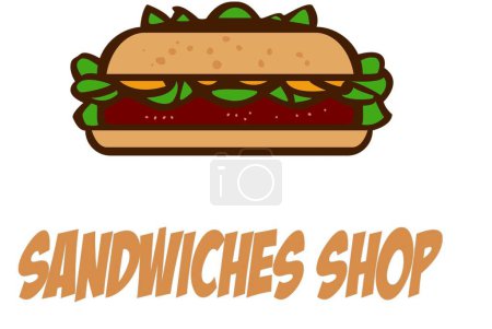 Illustration for Introducing the perfect logo template for your sandwiches shop! This high-quality vector design features a playful and fun style that will make your brand stand out. - Royalty Free Image