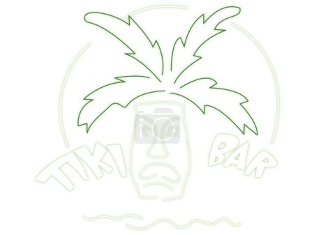 Téléchargez les illustrations : Vous cherchez un logo pour votre tiki bar, boîte de nuit ou restaurant en bord de mer ? Ce modèle de logo Tiki Bar est parfait pour vous ! Le modèle comporte un masque de tiki amusant et ludique, sur fond tropical de frondes de palmier et de bambou. - en licence libre de droit