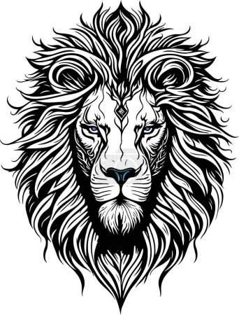 Ilustración de Cabeza de león moderna con ojos azules Diseño Vector Formato - Imagen libre de derechos