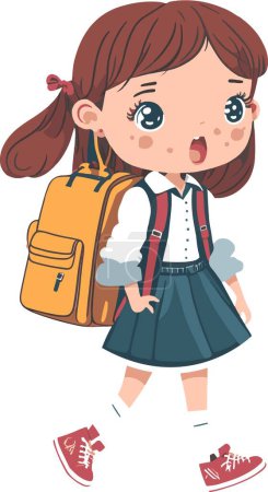 Illustration for Cute Little Girl Back To School Illustration Vector File - Royalty Free Image