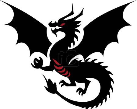 Ilustración de Dragón Silueta Logo Plantilla Vector - Imagen libre de derechos