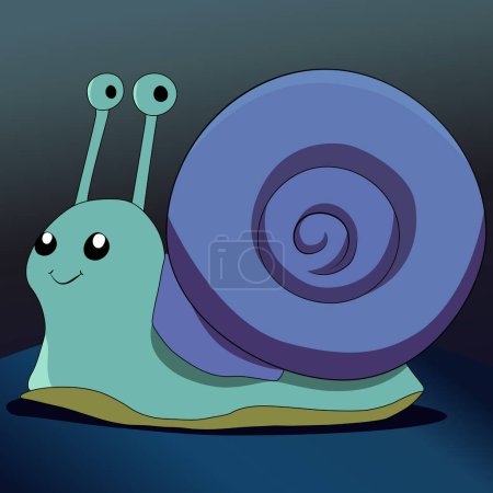 Illustration for Cute Snail Vector illustration in cartoon style. emotional, happy, smiling, funny, for kids design or speed. - Royalty Free Image