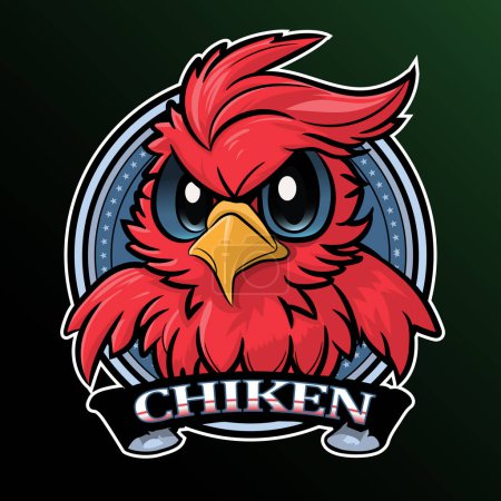 Chiken mascot logo design illustration for sport or e-sport team