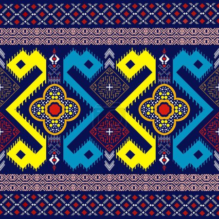 Foto de Patrón étnico oriental sin costuras fondo tradicional Diseño para alfombra, papel pintado, ropa, envoltura, batik, tela, estilo bordado, patrones de tela tailandesa auténtica - Imagen libre de derechos