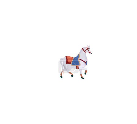 Téléchargez les photos : Cheval avec selle et bride, White Horse galope, chevaux en mouvement, cheval de guerre, course de chevaux de lumière blanche - en image libre de droit