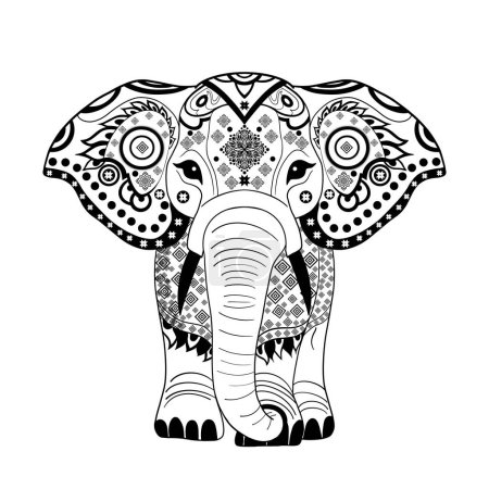 Téléchargez les photos : Éléphant thaïlandais authentiques motifs de tissu thaïlandais, Oriental motif sans couture ethnique fond traditionnel Design pour tapis, papier peint, vêtements, emballage, batik, tissu, style de broderie, art linéaire - en image libre de droit