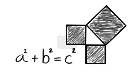 Foto de Teorema de Pitágoras con triángulo recto, triángulo del teorema de Pitágoras, fórmula matemática, manuscrita, el cuadrado del lado hipotenusa es igual a la suma de cuadrados de los otros dos lados - Imagen libre de derechos