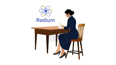 Marie Curie trabajando, mujer experimento radiactivo científico, Marie Curie, descubridor de dos elementos radiactivos radio y polonio, químico científico descubriendo la radiación