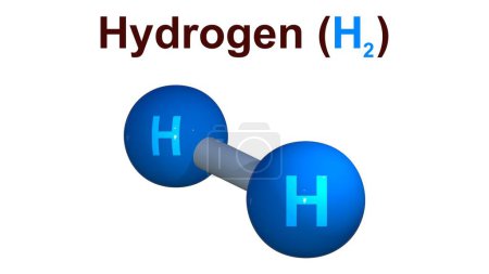 Atommodell Wasserstoff, H2-Moleküle Wasserstoff, Konzept sauberer Energie oder Chemie, kovalente Bindung des Wasserstoffmoleküls, Ausbildung in Chemie Medizin, Physik