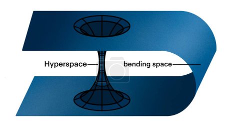 Singularidad del agujero negro masivo, túnel o agujero de gusano sobre el espacio-tiempo curvado. Viajando en concepto espacial, Wormhole geometric grid wireframe tunnel flat style design