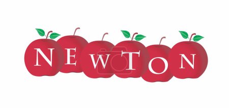 Illustration for Newton's Law, Illustration of education apple, The apple is a symbol of knowledge, Newton second law on apple - Royalty Free Image