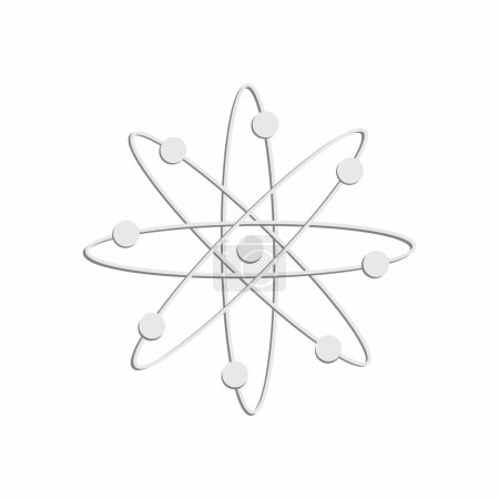 Ilustración de Ilustración de la química y la física, dentro de un átomo, núcleo central formado por protones cargados positivamente y neutrones no cargados, rodeado de electrones cargados negativamente - Imagen libre de derechos