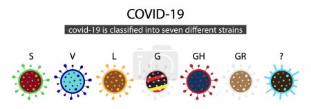 Illustration der Biologie und Medizin, Merkmale von Covid 19 verschiedener Arten, Struktur eines Coronavirus, Varianten des Coronavirus, Atemwegssyndrom und Infektionskrankheiten beim Menschen