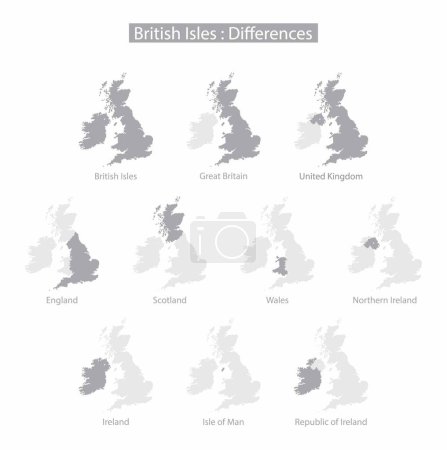 Illustration for Illustration of geography, The United Kingdom of Great Britain and Northern Ireland, The four countries of the United Kingdom, combination of different national identities, united kingdom map - Royalty Free Image