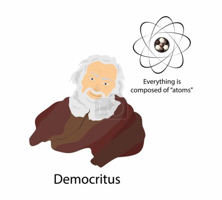 Illustration for Illustration of physics and chemistry, Atomic hypothesis, Democritus, named the building blocks of matter atoms meaning literally indivisible, Chemical Philosophy - Royalty Free Image