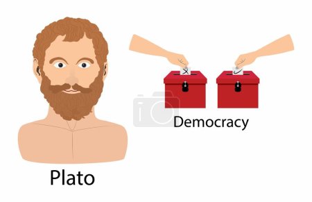 Ilustración de Ilustración de la historia y de la sociología, teoría democrática, República de Platón en democracia, democracia ateniense desarrollada alrededor del quinto siglo B.C.E - Imagen libre de derechos