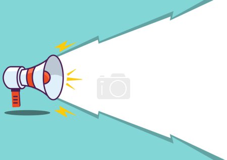 Illustration for Simple flat megaphone toa speaker with speech bubble background - Royalty Free Image