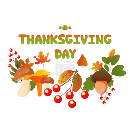 Illustration for Thanksgiving Day, autumn holiday, cards - Royalty Free Image