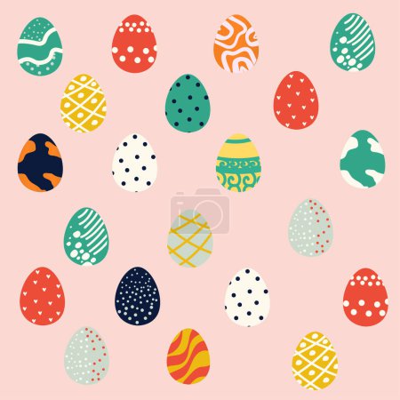 Vacaciones de Pascua, huevos de Pascua vector y conejos