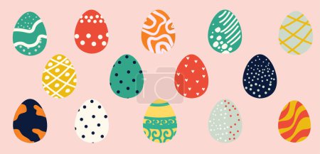 Vacaciones de Pascua, huevos de Pascua vector y conejos