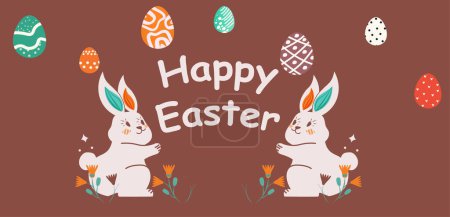 Easter holiday, Easter vector eggs and bunnies