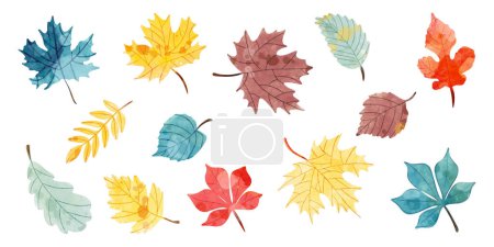 Ilustración de El otoño se va. Acuarela. Ilustración vectorial de hojas coloridas. - Imagen libre de derechos