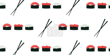 Illustration for Sushi seamless pattern. Vector illustration in cartoon style. - Royalty Free Image