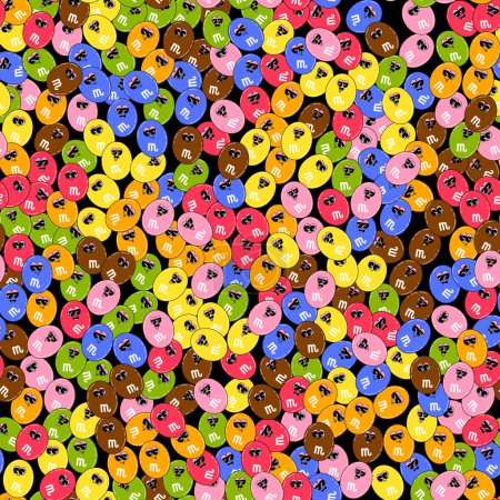 Illustration for Seamless pattern with many small candies overlapping each other. Small multi-colored round candies with funny lapels. - Royalty Free Image