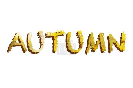 Foto de Hojas amarillas y secas en otoño. Idea de concepto de otoño. Palabra hecha con hojas secas aisladas sobre fondo blanco. - Imagen libre de derechos