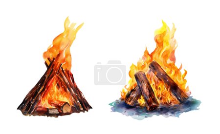 Watercolor bonfire holi. Illustration clipart isolated on white background.