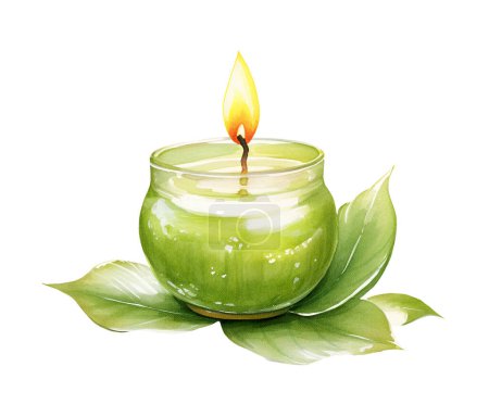 Photo for Watercolor ugadi candle. Illustration clipart isolated on white background. - Royalty Free Image