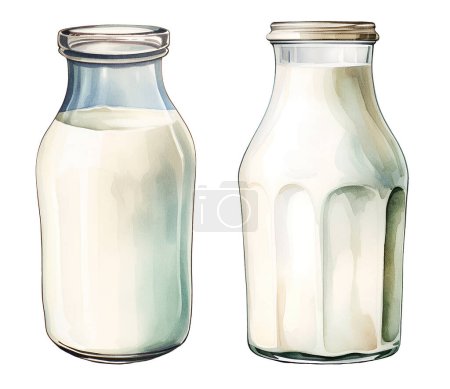 Du lait aquarelle. Illustration clipart isolé sur fond blanc.