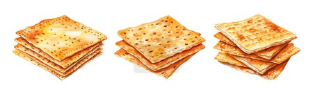 Watercolor Matzah. Illustration clipart isolated on white background.