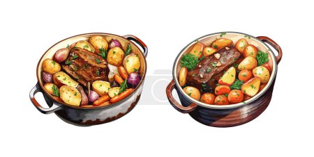 Illustration for Pot roast clipart, isolated vector illustration. - Royalty Free Image