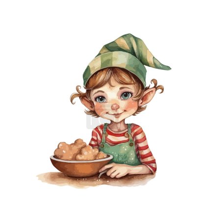 Ilustración de Navidad elfo clipart, vector aislado ilustración. - Imagen libre de derechos