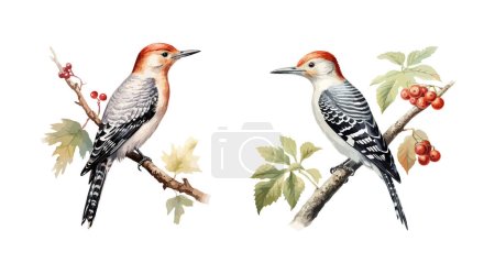 Clipart de pájaro carpintero, ilustración vectorial aislada.