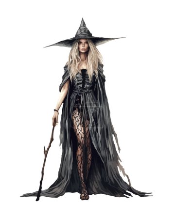 Ilustración de Clipart de bruja gótica, ilustración vectorial aislada. - Imagen libre de derechos