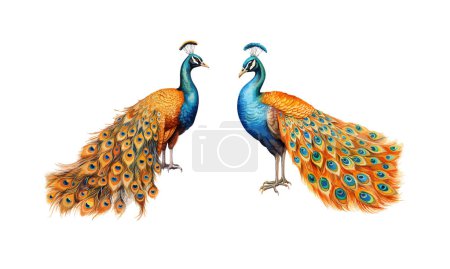 Ilustración de Clipart de pavo real, ilustración vectorial aislada. - Imagen libre de derechos
