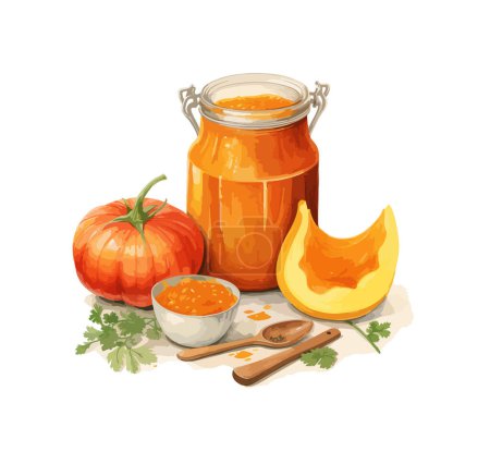 Illustration for Pumpkin puree clipart, isolated vector illustration. - Royalty Free Image