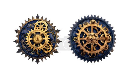 Steampunk mechanism clipart, isolated vector illustration.