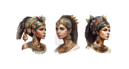 Ilustración de Egipto cleopatra clipart, ilustración vectorial aislada. - Imagen libre de derechos