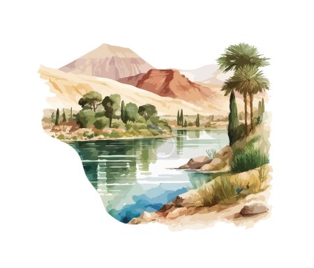Illustration for Ancient Egypt landscape clipart, isolated vector illustration. - Royalty Free Image