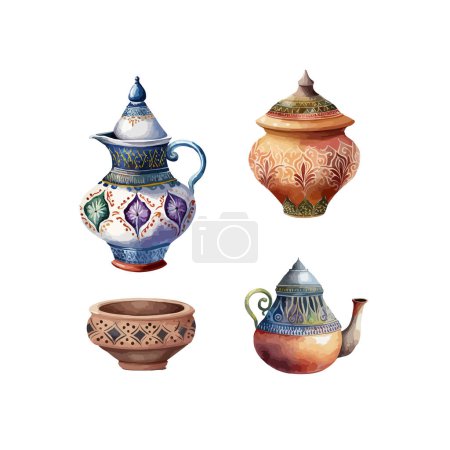 Illustration for Moroccan pot clipart, isolated vector illustration. - Royalty Free Image