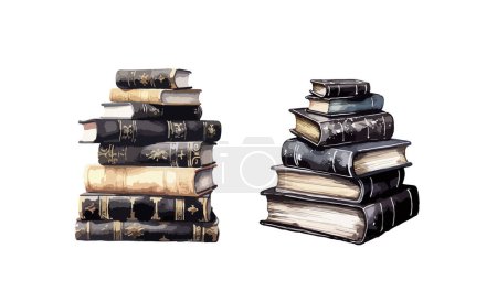 Illustration for Gothic stack of books clipart, isolated vector illustration. - Royalty Free Image