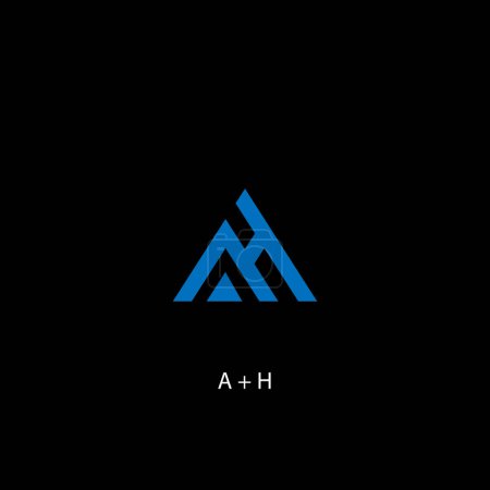 el diseño del logotipo de las letras A y B está hecho con una forma de triángulo, el logotipo de las letras A y H