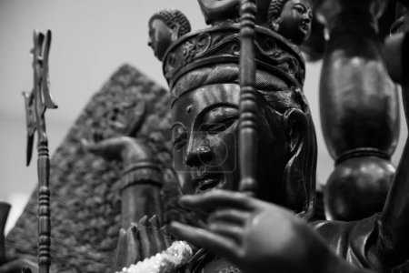 Photo for Close-up headshot of   Avalokiteshvara -  a statue of a Buddhist god. Chinese culture, Buddhism - Royalty Free Image